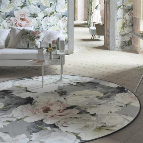 Peonia Grande Zinc Circular Rugs by Designers Guild