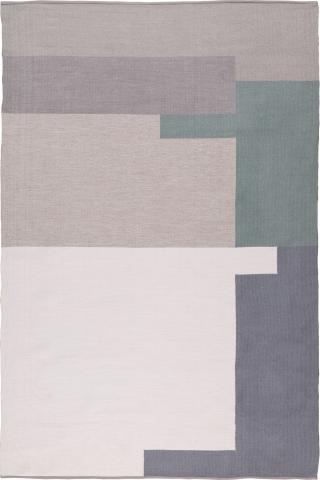 Perennials Canyon 3.66x2.74m/12'x9' White/Grey/Teal Perennials Perennials' yarn solution dyed acrylic technology rug by The Rug Company, Flatwoven