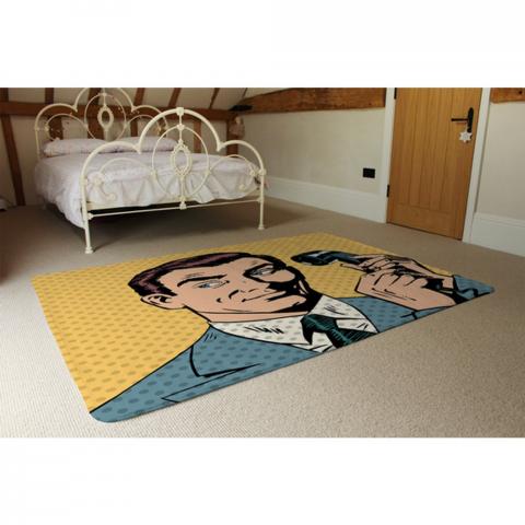 Phone Style Pop Art Retro Designer Rug - Yellow / 230cm