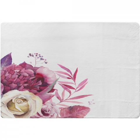 Pink Floral Designer Rug - White / 200cm