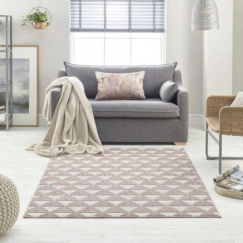 Pink Geometric Rug Loop 7444A 