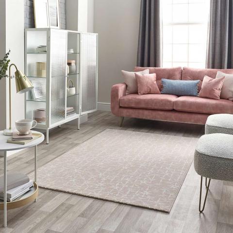 Pink Grey Cream Rug Chamonix 