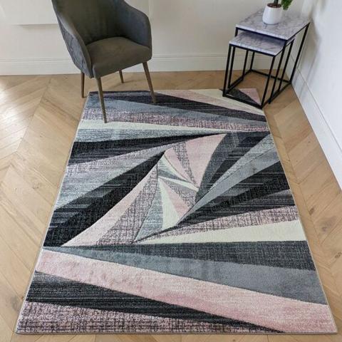 Pink Splinter Area Rug - Boston - Pink / 150cm / 4kg