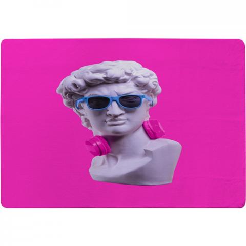 Plaster Statue Of David'S Head In Blue Sunglasses Designer Rug - Pink / 150cm