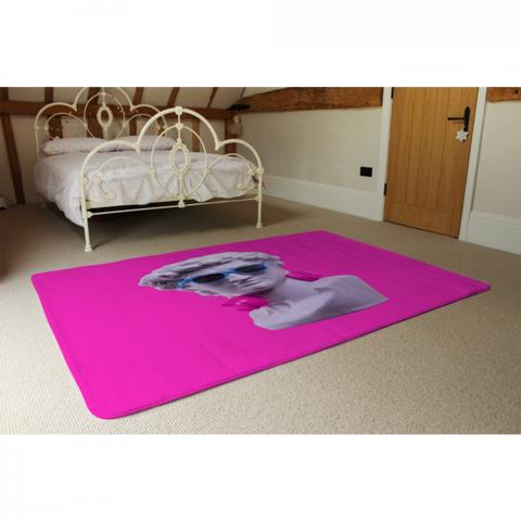 Plaster Statue Of David'S Head In Blue Sunglasses Designer Rug - Pink / 230cm