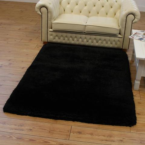 Plush Rugs Black Ultra Thick 