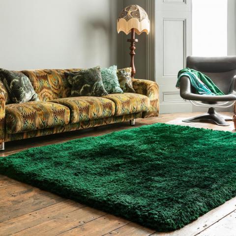 Plush Shaggy Rugs in Emerald