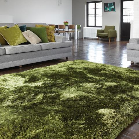 Plush Shaggy Rugs in Green