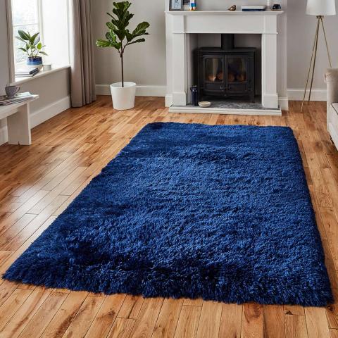 Polar Fluffy Rug Navy  size