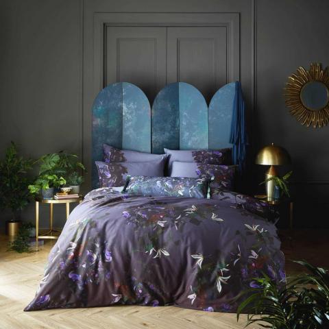 Pomegranate Floral Bedding and Pillowcase By Ted Baker in Midnight Purple