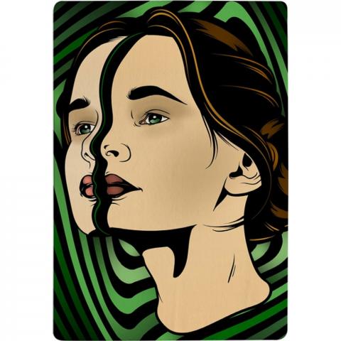 Portrait Of Woman Designer Rug - Green / 200cm