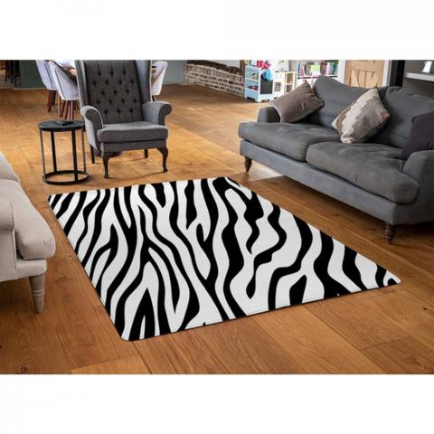 Print Of Zebra Stripes Designer Rug - Black / 110cm