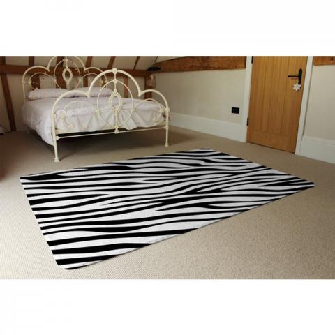 Print Of Zebra Stripes Designer Rug - Black / 230cm