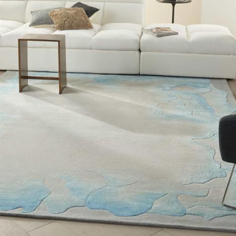 Prismatic PRS22 Sea Mist Blue Wool Rug 