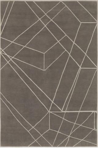 Quantum Geometric 1.83x1.22m/6'x4' Grey Abstract Wool Geometric rug by The Rug Company, Handknotted Tibetan wool