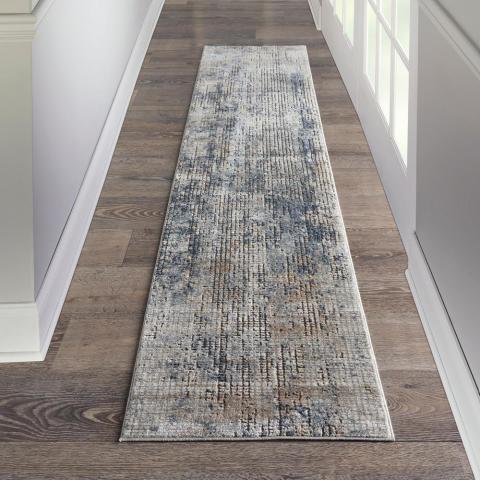 Quarry Modern  Hallway Runner QUA02 in Blue Beige by Nourison