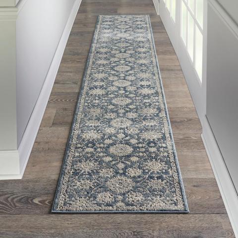 Quarry Modern Hallway Runner QUA06 in Blue Beige by Nourison