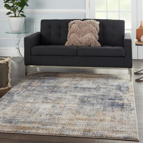 Quarry Modern Print Rugs QUA02 in Blue Beige by Nourison