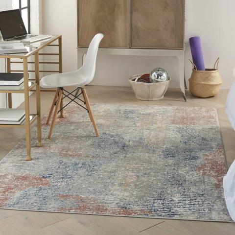 Quarry QUA10 Abstract Distressed Rugs in Ivory Multi by Nourison