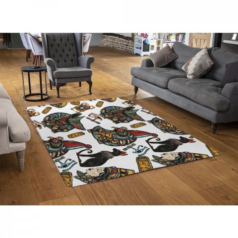 Queen Cleopatra. History Background Designer Rug - White / 110cm