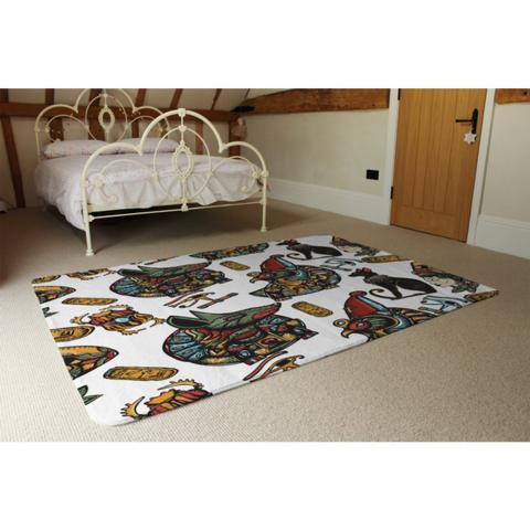 Queen Cleopatra. History Background Designer Rug - White / 230cm