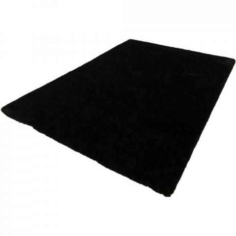 Rabbit Faux Fur Rug - Black / 150cm