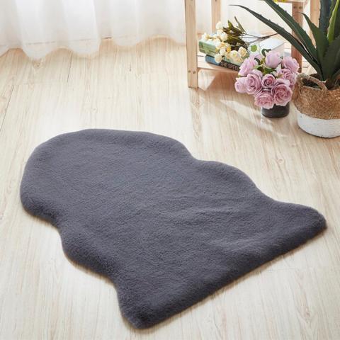 Rabbit Faux Fur Rug - Grey / 90cm