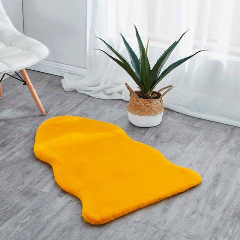 Rabbit Faux Fur Rug - Ochre / 90cm