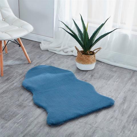 Rabbit Faux Fur Rug - Slate Blue / 90cm