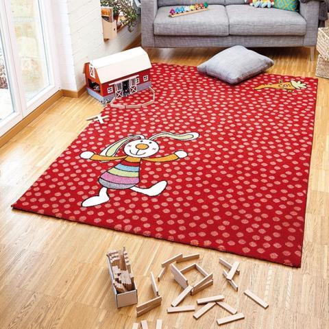 Rainbow Rabbit Rug in Red 0523 02