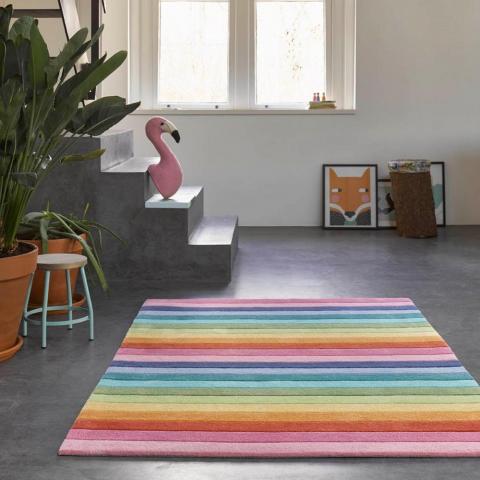 Rainbow Stripe Kids Rugs 4298 02 in Multi