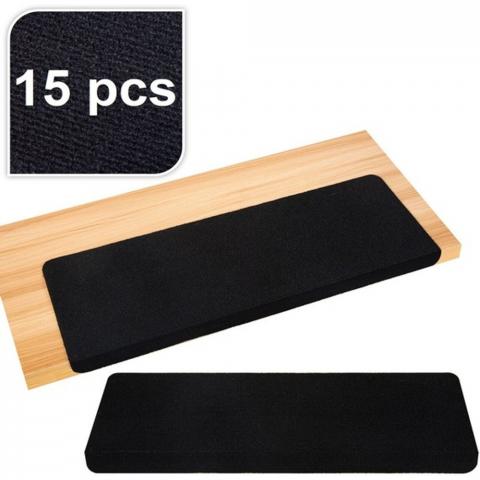 Rectangular 15 Piece Carpet Stair Treads - Black