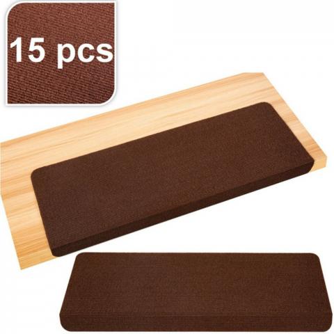 Rectangular 15 Piece Carpet Stair Treads - Coffee