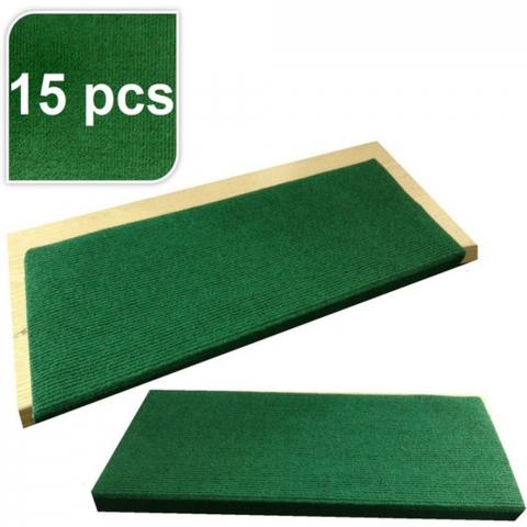 Rectangular 15 Piece Carpet Stair Treads - Green