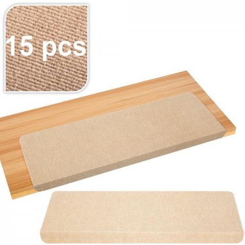 Rectangular 15 Piece Carpet Stair Treads - Beige