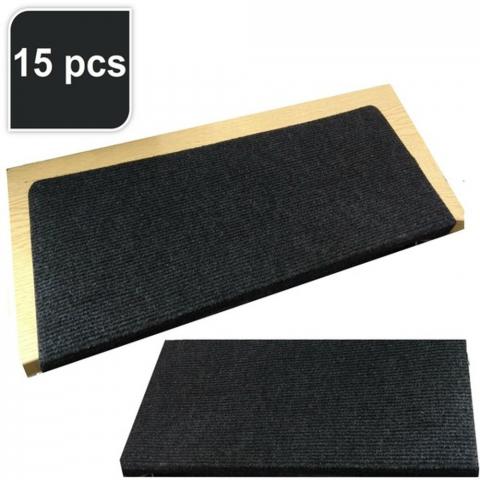 Rectangular 15 Piece Carpet Stair Treads - Charcoal