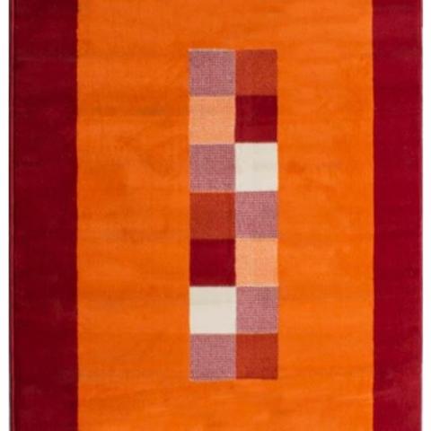 Red and Terra Retro Geometric Rug - Lisbon - Orange / 240cm