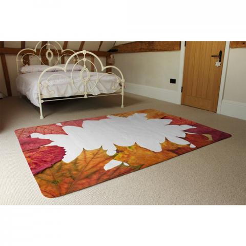 Red Autumn Border Designer Rug - Orange / 230cm