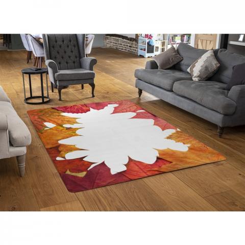 Red Autumn Border Designer Rug - Orange / 110cm