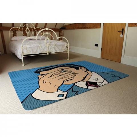 Retro Style Halftone Designer Rug - Blue / 230cm