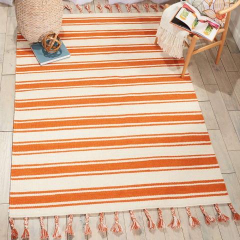 Rio Vista Dhurrie Rug DST01 Ivory Orange 