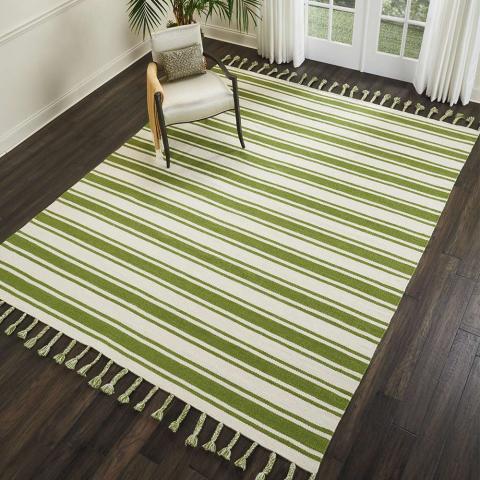 Rio Vista Dhurrie Rug DST01 Ivory Green 