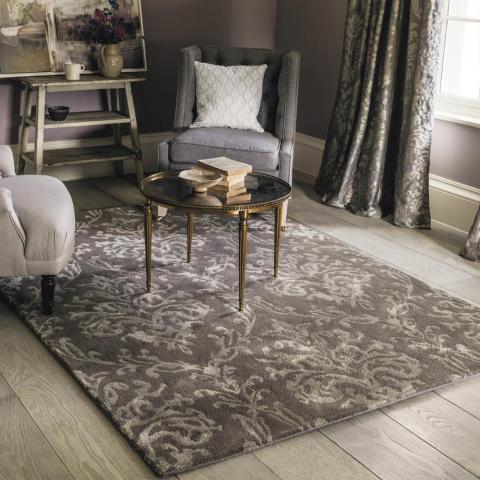 Riverside Damask Rugs 46700 in Mink by Sanderson