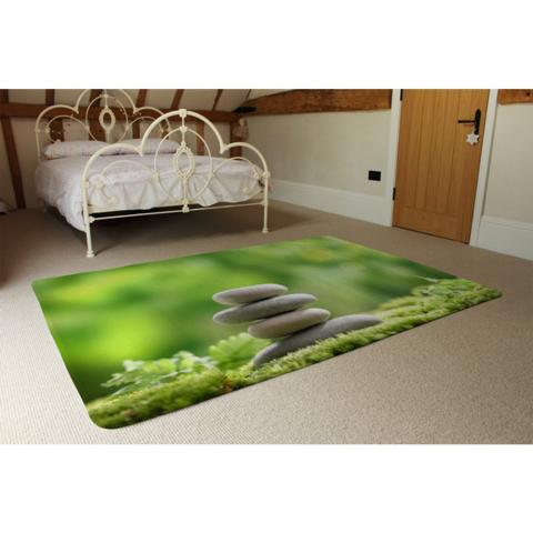 Rock Garden Stones Designer Rug - Green / 230cm