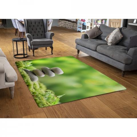 Rock Garden Stones Designer Rug - Green / 110cm