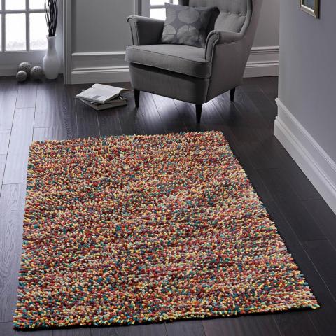 Rocks Shaggy Multi-coloured Rugs in Multi