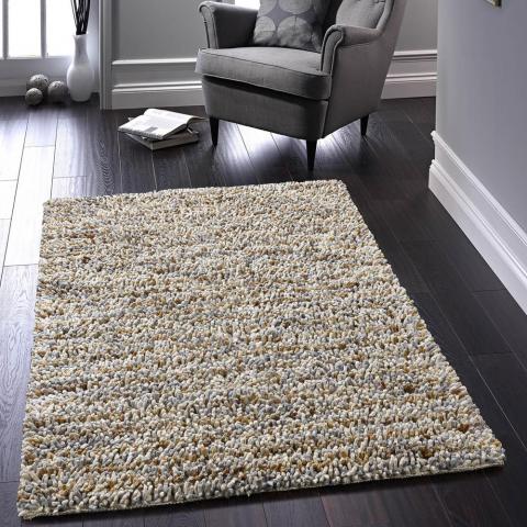 Rocks Shaggy Wool Rugs in Neutral