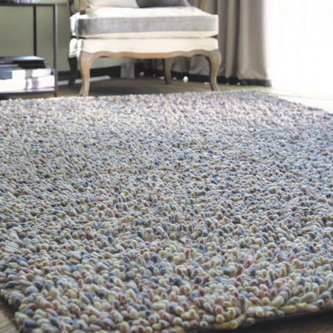 Rocks Shaggy Wool Rugs in Pastel