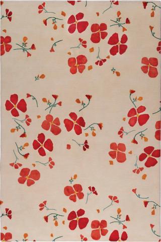 Rodarte California Poppy 1.83x1.22m/6'x4' Red Floral Wool & Silk Floral rug by The Rug Company, Handknotted Wool & Silk