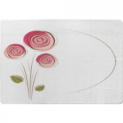 Rose Drawing Designer Rug - White / 200cm